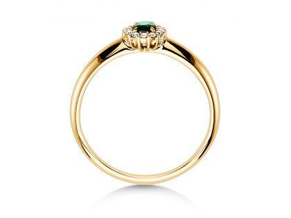 Verlovingsring Jolie in 14K geelgoud met smaragd 0,25ct en diamanten 0,06ct