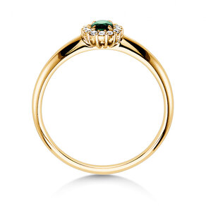 Verlovingsring Jolie in 14K geelgoud met smaragd 0,25ct en diamanten 0,06ct