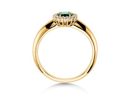Verlovingsring Windsor in 9K geelgoud met smaragd 0,60ct en diamanten 0,12ct