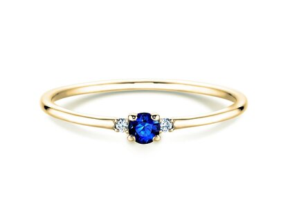 Verlovingsring Vivid Petite in 14K geelgoud met saffier 0,08ct en diamanten 0,02ct