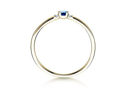Verlovingsring Vivid Petite in 14K geelgoud met saffier 0,08ct en diamanten 0,02ct
