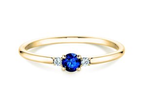 Verlovingsring Vivid Petite in 14K geelgoud met saffier 0,16ct en diamanten 0,04ct