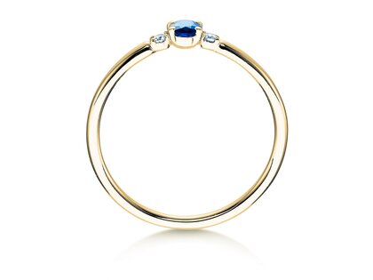 Verlovingsring Vivid Petite in 14K geelgoud met saffier 0,16ct en diamanten 0,04ct
