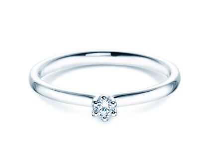 Verlovingsring Classic 6 in 14K witgoud met diamant 0,05ct H/SI