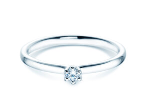 Verlovingsring Classic 6 in 14K witgoud met diamant 0,05ct H/SI