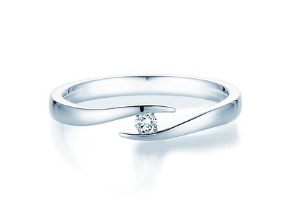 Verlovingsring Twist in 14K witgoud met diamant 0,05ct H/SI