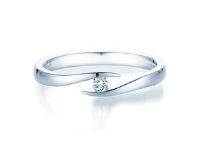 Verlovingsring Twist in 14K witgoud met diamant 0,05ct H/SI
