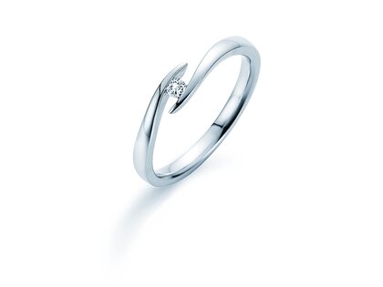 Verlovingsring Twist in 14K witgoud met diamant 0,05ct H/SI