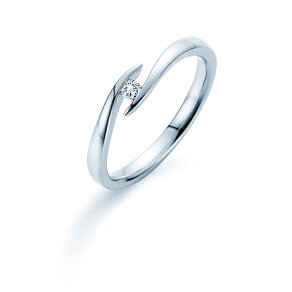 Verlovingsring Twist in 14K witgoud met diamant 0,05ct H/SI