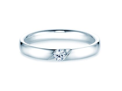 Verlovingsring Italic in 14K witgoud met diamant 0,10ct G/SI