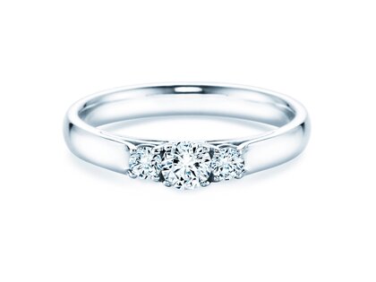 Verlovingsring 3 Stones in 9K witgoud met diamanten 0,11ct G/SI