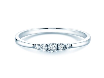 Verlovingsring 5 Diamonds in 14K witgoud met diamanten 0,15ct G/SI