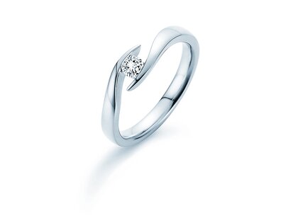 Verlovingsring Twist in zilver 925/- met diamant 0,15ct G/SI