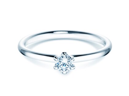 Verlovingsring Classic 6 in 14K witgoud met diamant 0,20ct H/SI