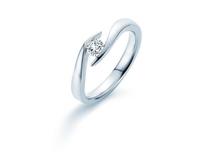 Verlovingsring Twist in 14K witgoud met Lab-grown diamant 0,25ct E/VS