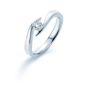 Verlovingsring Twist in 14K witgoud met Lab-grown diamant 0,25ct E/VS