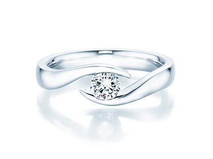 Verlovingsring Twist in 9K witgoud met diamant 0,30ct H/SI