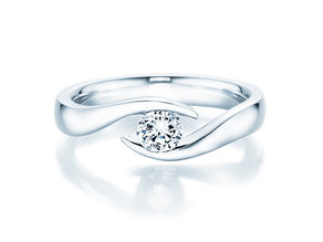 Verlovingsring Twist in 9K witgoud met diamant 0,30ct H/SI