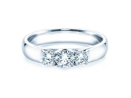 Verlovingsring 3 Stones in 14K witgoud met diamanten 0,40ct G/SI