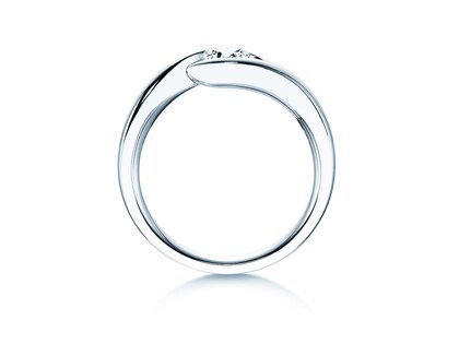 Verlovingsring Twist in 18K witgoud met diamant 0,40ct H/SI