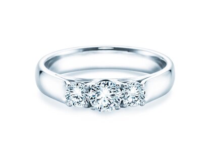 Verlovingsring 3 Stones in 18K witgoud met diamanten 0,75ct G/SI