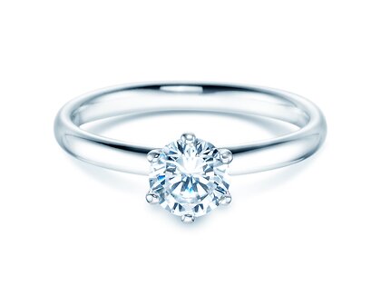 Verlovingsring Classic 6 in 18K witgoud met diamant 0,75ct H/SI