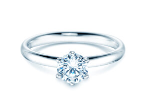 Verlovingsring Classic 6 in 18K witgoud met diamant 0,75ct H/SI
