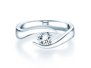 Verlovingsring Twist in 9K witgoud met diamant 0,75ct H/SI