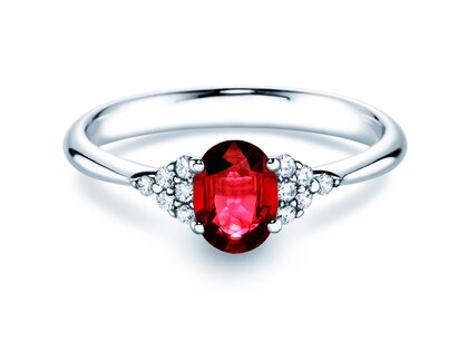 Verlovingsring Vivid in platina 950/- met robijn 1,00ct en diamanten 0,12ct
