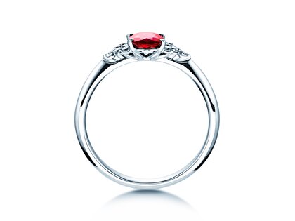 Verlovingsring Vivid in platina 950/- met robijn 1,00ct en diamanten 0,12ct