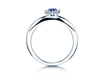 Verlovingsring Lovely in 14K witgoud met saffier 0,25ct en diamanten 0,25ct