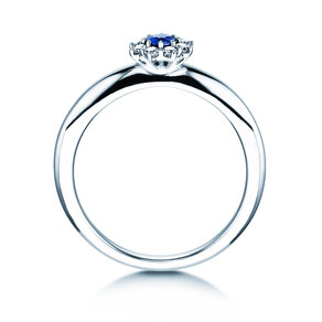 Verlovingsring Lovely in 14K witgoud met saffier 0,25ct en diamanten 0,25ct