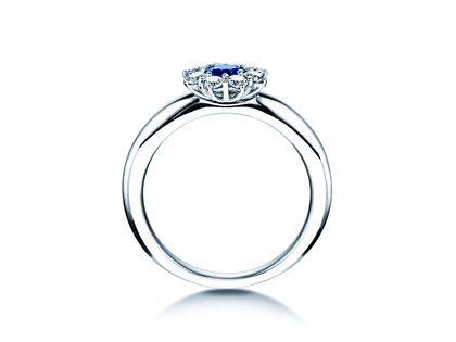 Verlovingsring Lovely in 14K witgoud met saffier 0,33ct en diamanten 0,40ct