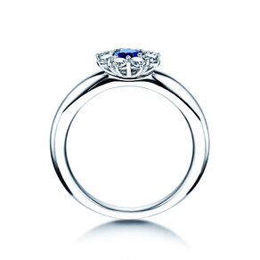 Verlovingsring Lovely in 14K witgoud met saffier 0,33ct en diamanten 0,40ct