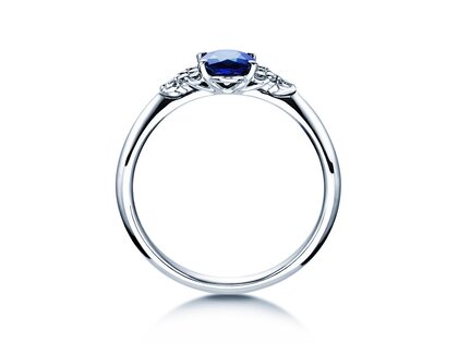 Verlovingsring Vivid in 14K witgoud met saffier 1,00ct en diamanten 0,12ct