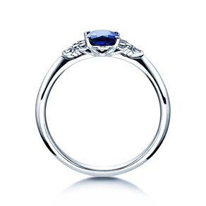 Verlovingsring Vivid in 14K witgoud met saffier 1,00ct en diamanten 0,12ct