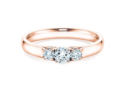 Verlovingsring 3 Stones in 14K roségoud met diamanten 0,11ct G/SI
