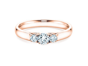Verlovingsring 3 Stones in 14K roségoud met diamanten 0,11ct G/SI