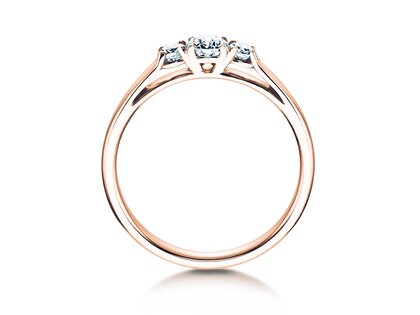 Verlovingsring 3 Stones in 14K roségoud met diamanten 0,11ct G/SI