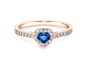 Verlovingsring Heart Saphir in roségoud