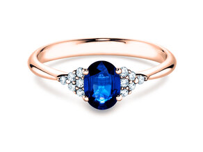 Verlovingsring Vivid in 14K roségoud met saffier 1,00ct en diamanten 0,12ct