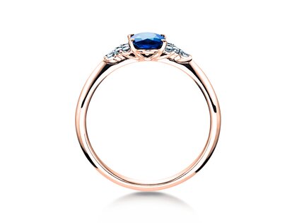 Verlovingsring Vivid in 14K roségoud met saffier 1,00ct en diamanten 0,12ct