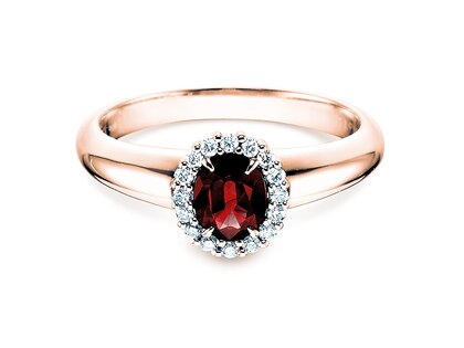 Verlovingsring Windsor in 14K roségoud met robijn 0,60ct en diamanten 0,12ct