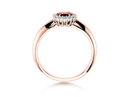 Verlovingsring Windsor in 14K roségoud met robijn 0,60ct en diamanten 0,12ct