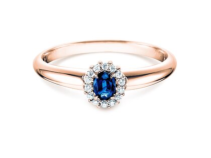 Verlovingsring Jolie in 18K roségoud met saffier 0,25ct en diamanten 0,06ct