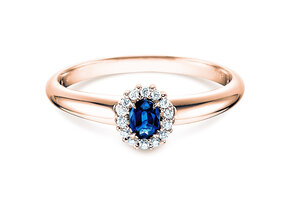 Verlovingsring Jolie in 18K roségoud met saffier 0,25ct en diamanten 0,06ct