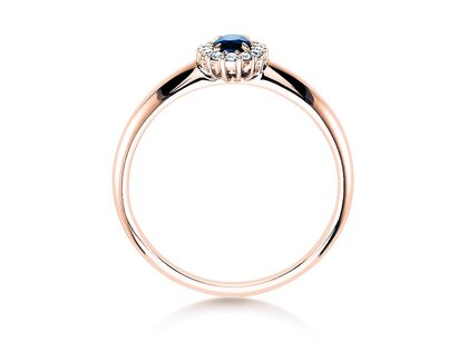 Verlovingsring Jolie in 18K roségoud met saffier 0,25ct en diamanten 0,06ct