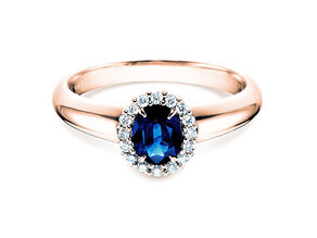 Verlovingsring Windsor in 14K roségoud met saffier 0,60ct en diamanten 0,12ct