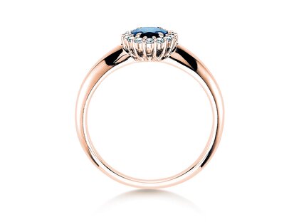 Verlovingsring Windsor in 14K roségoud met saffier 0,60ct en diamanten 0,12ct