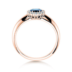 Verlovingsring Windsor in 14K roségoud met saffier 0,60ct en diamanten 0,12ct
